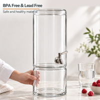 Distributeur de boissons en verre à double niveau de 8 L avec base à glace et fruits, grand distributeur de boissons pour fêtes, buffets, restaurants, vente en gros, OEM