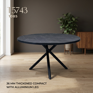 Mesa de Comedor Redonda Moderna con Tablero de Piedra Sinterizada de 36 mm de Grosor y Base de Aluminio Estable para Hogar y Restaurante - Product Image 2
