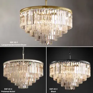 Lustre americano moderno com haste de cristal para sala de estar, sala de jantar, cozinha, ilha, lobby, luminária de vidro