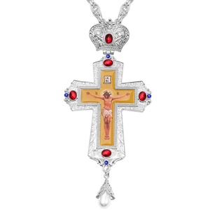 European American Hot-Selling Religious Zinc Alloy <b>Cross</b> Zircon Electroplated Bamboo <b>Chain</b> Necklace Collarbone Sporty Unisex - Product Image 6