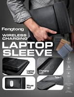 Sac pour ordinateur portable avec chargeur sans fil rapide 15W, batterie externe 5000mAh, en cuir, magnétique, étanche, pour ordinateur portable 14/16 pouces, breveté