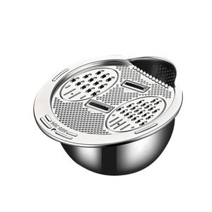 Stainless Steel <b>Vegetable</b> <b>Cutter</b> <b>Multi</b> <b>Function</b> Kitchen Drainer Rice Washing Basin Fruit <b>Vegetable</b> Slicer Shredder - Product Image 1