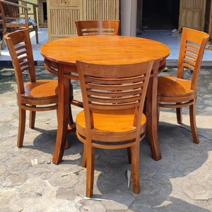 Traditional Wood Dining <b>Chair</b> <b>with</b> <b>Round</b> Seat and Slatted Back for Home Furniture 5 Pieces From Indonesia - Product Image 6