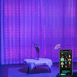 RGB LED Cortina Luzes Cortina Programável Luzes String BT App Led Pixel Controlado para Interior Exterior 400LED