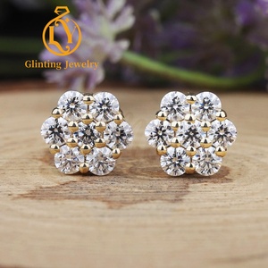<span class=keywords><strong>Pendientes</strong></span> de Diamantes Cultivados en Laboratorio con Corte Brillante Redondo, Certificados por IGI, Unisex, Oro de 10k, 14k, 18k, Cierre de Rosca - Product Image 1