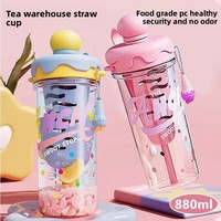 880ml bouteille d'eau en plastique tasses à eau tasse à paille bouteille d'eau potable directe de qualité alimentaire pour la tasse de brassage de thé en plein air