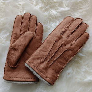<span class=keywords><strong>Gants</strong></span> de conduite en cuir de cerf pour homme et femme, doublés de laine d'<span class=keywords><strong>hiver</strong></span>, couture à la main, logo personnalisé, support d'échantillon - Product Image 5