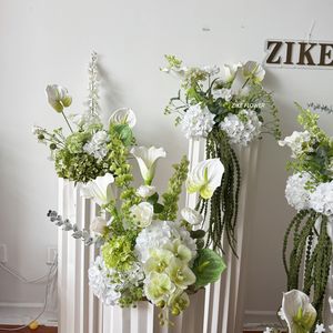 Decoración <span class=keywords><strong>de</strong></span> Escenario <span class=keywords><strong>para</strong></span> Eventos con Flores Verdes, Hortensias Artificiales, Ramo <span class=keywords><strong>de</strong></span> <span class=keywords><strong>Boda</strong></span>, Lirios <span class=keywords><strong>de</strong></span> Cala Borgoña, Centro <span class=keywords><strong>de</strong></span> <span class=keywords><strong>Mesa</strong></span> con Flores <span class=keywords><strong>de</strong></span> Anturio - Product Image 4