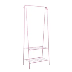 Furniture metal Floor standing coat rack with shoe stand