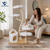 Árbol para Gatos Moderno de Felpa con Diseño de Nube, Torre Multinivel, Mueble de Escalada para Gatos de Interior con Plataformas de Flores, Venta al por Mayor