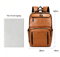 Sac à dos de voyage pour homme, sac à dos d'affaires vintage en cuir PU imperméable, sac d'école pour étudiants, sac à dos pour ordinateur portable en cuir véritable personnalisé