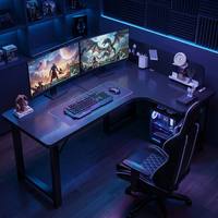 Large Modern Office Corner L-Shaped PC Desk with Stable Metal Frame and Gaming Table