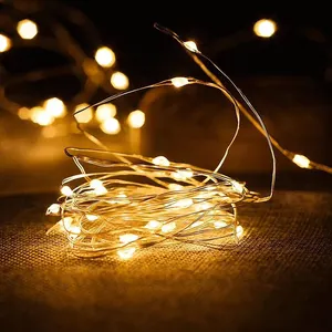 5M 50led Sıcak beyaz Açık Su Geçirmez Noel Işıkları 3aa Pil üzerinde Sabit