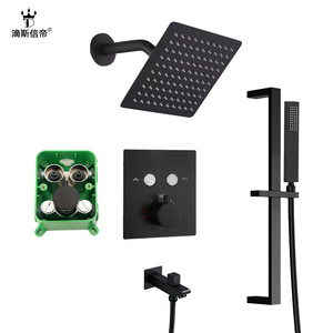 Conjunto de Ducha Empotrado Rectangular, Termostático, Cuerpo de Válvula de Cobre, Diseño Moderno para Baño - Product Image 5