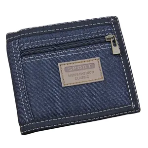 New Korean Black Denim Wallet with Outside Pocket Teenager Sport Unisex Short Jeans Wallet