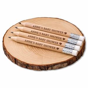 Mini-crayons en bois gravés avec gomme, personnalisables pour baby shower, fêtes, mariages, anniversaires - Product Image 1