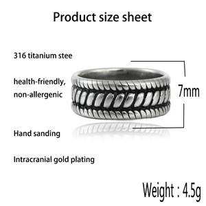 Men's Tibetan Silver Hemp Rope <b>Ring</b> Steel Color Punk Style Retro Trendy Jewelry 280716 - Product Image 4