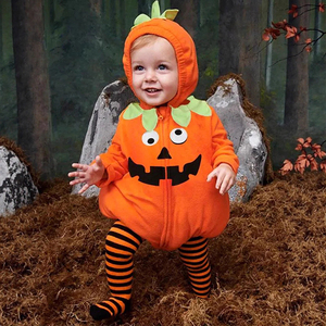 <span class=keywords><strong>Disfraz</strong></span> de <span class=keywords><strong>calabaza</strong></span> de bebé TONWHAR para Halloween Cosplay Unisex de manga larga con capucha Onesie - Product Image 1