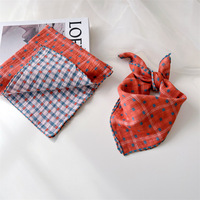 Syal Kotak-kotak Katun Dua Sisi untuk Anak-anak, Bayi, Anjing, Kucing, Aksesoris Bandana