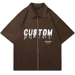 เสื้อยืดสำหรับทุกเพศเสื้อยืดพิมพ์ลายหน้าจอแบบมีซิปรูดซิปออกแบบโลโก้ได้ตามต้องการ - Product Image 1