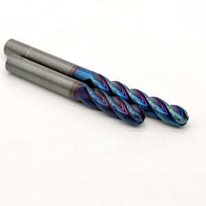 Fraise à bout sphérique DLCC HRC65 4F en carbure de tungstène, fraise à queue en carbure de tungstène pour usinage CNC, fraise à revêtement AlTiN, OEM - Product Image 2