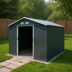 Casetta da Giardino in Metallo 8 x 10 Piedi, Tetto a Falda Zincato, Struttura di Stoccaggio con Pannelli Ondulati per Uso Esterno - Product Image 2