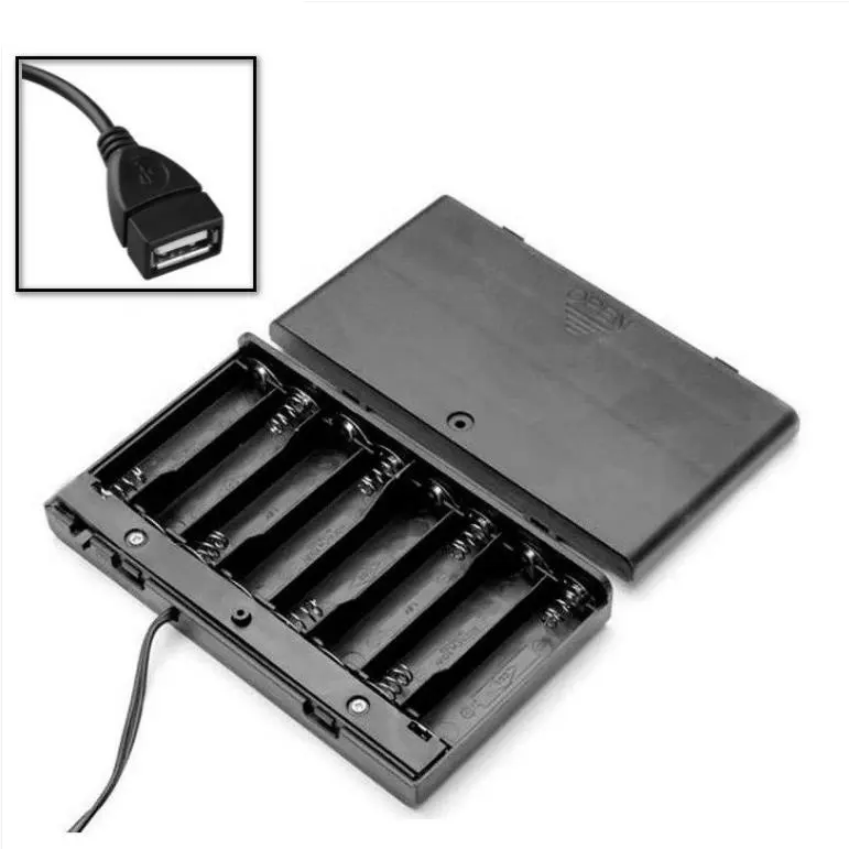 8xaa battery Abs Plastic 9.6v 12v 8 Slot Case Black Cover Oem Box 8 aa battery holder usb