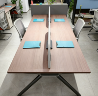 Mobilier de bureau moderne - Bureau informatique pour 4 personnes, table de travail en bois