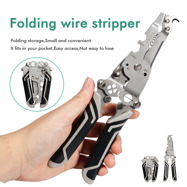 18-in-1 Multifunctional Foldable Hook Knife Wire Stripper Tool for Electricians Stainless Steel Wire Stripper for Electricians