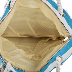 กระเป๋าผ้าใบชายหาดลายขวางขนาดใหญ่สำหรับ I-0907พร้อมเชือกผ้าฝ้ายกระเป๋าสานสานสานด้วยฟาง - Product Image 4