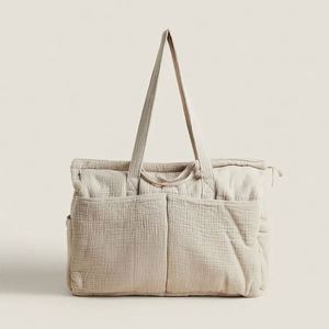 Sac à dos de maternité en tissu mousseline bio certifié BSCI, grande capacité, pour maman, avec échantillon gratuit. - Product Image 1