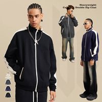 Sweatshirts à capuche décontractés à col montant avec logo personnalisé, broderie hip hop, poids lourd de 420 grammes, grande taille, pour hommes