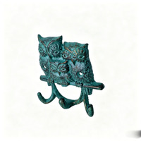 Porte-clés mural triple en fonte moderne, motif trois hiboux, fait main, décoratif, en métal, pour intérieur et extérieur, entrée de maison