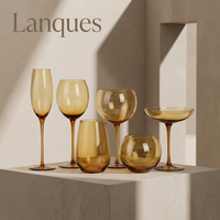 Ensemble de verres à boire en verre ambré foncé Lanques, résistants au lave-vaisselle, verres à vin champagne teintés ambrés pour les mariages et les événements