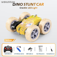 Voiture télécommandée RC double face 360° à design dinosaure lumineux effet craquelé, nouveauté pour enfants, vente en gros