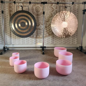 Tinh Thể Linh Hồn Frosted Màu Hồng Thạch Anh Màu Sắc của Chakra Set 6-12 Hot Bán Hoàn Hảo Pitch Pha Lê Hát Bát - Product Image 3