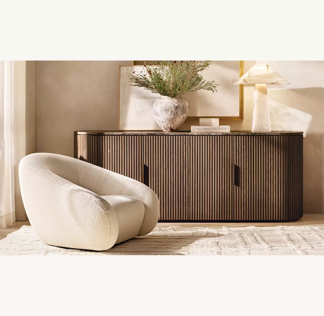 Curved Simple Layout Low Ground Arm Thick Cushion Bring Enveloping Relaxed Vibe Swivel Single Sofa