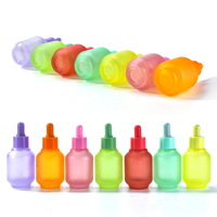Flacon compte-gouttes en verre cosmétique de luxe personnalisé de 30 ml avec bouton poussoir pour les gouttes pour les yeux et le sérum lotion avec finition macaron