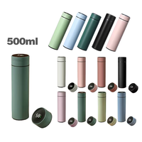 Bouteille d'eau isotherme sous vide moderne et écologique de 500 ml avec affichage LED numérique et capteur, en acier inoxydable 304, personnalisable en usine