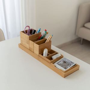 Multi-Functional Space Saver Bamboo Desk Organizer Office Organizer Bamboo Bathroom Organizer <b>Storage</b> for Small Items - Product Image 6