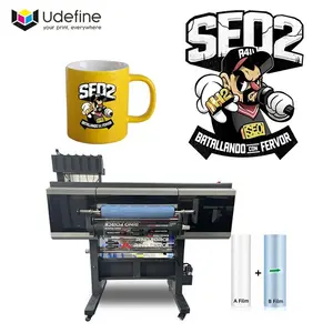 Udefine Popular New Sticker Label DTF UV Printer High Efficiency UV DTF Roll Printer for Transfer Printing on curved and irregul