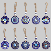 Porte-clés tendance bohème chic avec breloque œil protecteur en acrylique, style musulman islamique turc, avec corde en chanvre