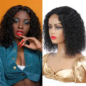 Jerry Curl Bob Human Hair Wigs For Women Brazilian Deep Wave Frontal Transparent Lace Wig Curly Human Hair Wigs PrePlucked