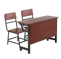 Ensemble de table et chaise d'école 2 places de style philippin, table double en bois pour étudiants, mobilier pour salle de classe universitaire
