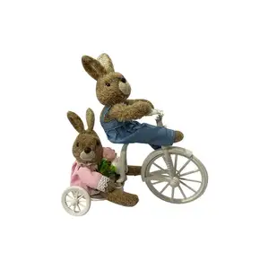 2024 phục sinh trang trí sang trọng thỏ động vật búp bê cưỡi xe đạp Bunny nhồi bông đồ chơi sang trọng