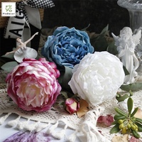 Design attrayant fleur de pivoine artificielle de luxe brûlée à 2 têtes pour la décoration de cadre de fenêtre de maison