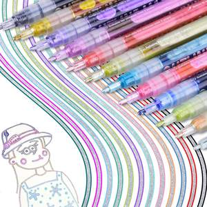 مخطط أقلام علامات معدنية ، 24 لون خط مزدوج مخطط أقلام كرت هدية الكتابة أقلام الرسم عيد ميلاد معايدة Pho - Product Image 5