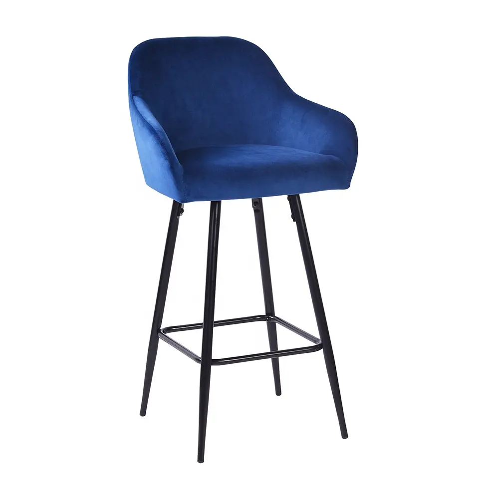 Бархатный барный стул, бархатный стул с металлической рамой, современный бархатный стул из бархатной ткани, высокий барный стул