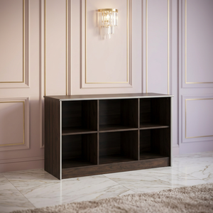 Étagère murale/plancher en bois de grande taille en laiton AK de couleur noyer avec 6 étagères meubles faits à la main pour la décoration intérieure de la maison - Product Image 3