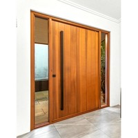 Porte d'entrée en bois de luxe, cadre en bois massif, porte d'entrée personnalisée en bois massif avec verre trempé pour projet de villa